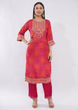 Designer Red Pant Suits for Women Wedding Wear with Rose Gold Zari Work & Dupatta