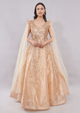 Luxury Gold Designer Party Wear Gown