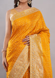 Yellow Banarasi Silk Saree with Rich Golden Zari Border