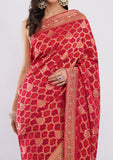 Red Silk Gharchola Saree with Rich Zari Border