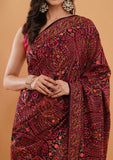Navy Blue georgette Saree with Kashmiri Work