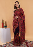 Navy Blue georgette Saree with Kashmiri Work