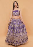 Purple Silk Lehenga Choli with Heavy Zari & Handwork With Dupatta