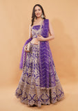 Purple Silk Lehenga Choli with Heavy Zari & Handwork With Dupatta