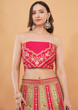 Multicolor Banarasi Silk Lehenga Choli with Zari Handwork & Net Dupatta