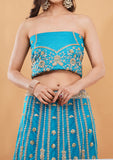 Firozi Net Lehenga Choli with Heavy Zari & Handwork Embroidery Dupatta