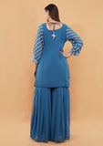 Firozi Handwork Kurti Sharara Set with Dupatta