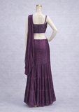 Wine Purple Embellished Sharara Set with Draped Dupatta
