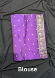 Royal Purple Art Silk Saree with Gold Zari Buti & Traditional Border
