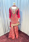 Red Embroidered Kurta Sharara Set