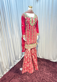 Red Embroidered Kurta Sharara Set