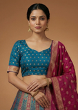 Elegant Teal & Multicolor Banarasi Lehenga Choli