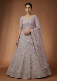 Onion Pink Embroidered Bridal Lehenga Choli