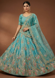 Blue Embroidered Lehenga Choli