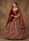 Deep Red Bridal Lehenga Choli with Royal Zari Embroidery