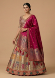 Beige with Maroon Dupatta & Multi-Color Design
