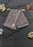 Navy Blue Kashmiri Work Saree with Unstitched Blouse
