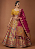 Classic Mustard & Maroon Banarasi Lehenga Choli