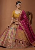 Classic Mustard & Maroon Banarasi Lehenga Choli