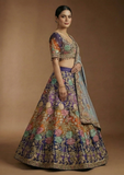 Designer Bridal Lehenga Choli with Floral Zari Embroidery