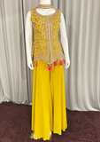 Women Yellow Embroidered Kurta Sharara Set