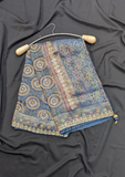 Navy Blue Art Silk Saree with Golden Buti Work & Rich Zari Border