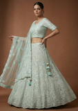 Sea Green Embroidered Lehenga Choli Set
