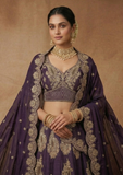 Women's Deep Purple Bridal Lehenga Choli with Heavy Zari Embroidery