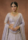 Women's Pastel Lavender Bridal Lehenga Choli with Heavy Zari Embroidery
