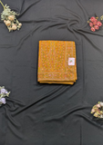 Mustard Yellow Kashmiri Work Saree with Unstitched Blouse