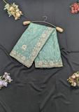 Sea Green Embroidered Saree with Unstitched Blouse
