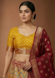 Classic Mustard & Maroon Banarasi Lehenga Choli
