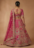 Rani Pink Bridal Lehenga Choli with Heavy Zari Embroidery