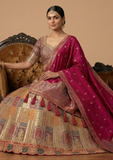 Beige with Maroon Dupatta & Multi-Color Design