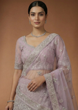 Onion Pink Embroidered Bridal Lehenga Choli