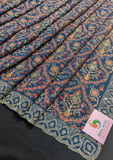 Navy Blue Kashmiri Work Saree with Unstitched Blouse
