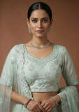 Sea Green Embroidered Lehenga Choli Set