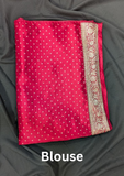 Mustard Yellow Art Silk Saree with Pink Zari Border & Pink Blouse