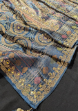 Navy Blue Art Silk Saree with Golden Buti Work & Rich Zari Border