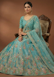 Blue Embroidered Lehenga Choli