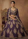 Women's Deep Purple Bridal Lehenga Choli with Heavy Zari Embroidery