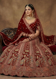 Deep Red Bridal Lehenga Choli with Royal Zari Embroidery