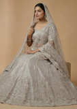 Light Grey Designer Lehenga Choli with Embroidery & Sequin Work