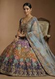 Designer Bridal Lehenga Choli with Floral Zari Embroidery