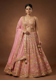 Pink Mirror Work Bridal Style Lehenga