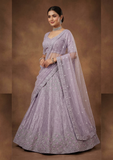 Women's Soft Lavender Designer Lehenga Choli with Sequin & Zari Embroidery