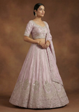 Lavender Heavy Embroidered Lehenga Choli with Dupatta