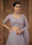 Women's Soft Lavender Designer Lehenga Choli with Sequin & Zari Embroidery