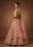 Pink Mirror Work Bridal Style Lehenga
