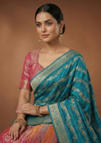 Multicolour Designer Lehenga Choli with Teal Dupatta & Zari Weaving